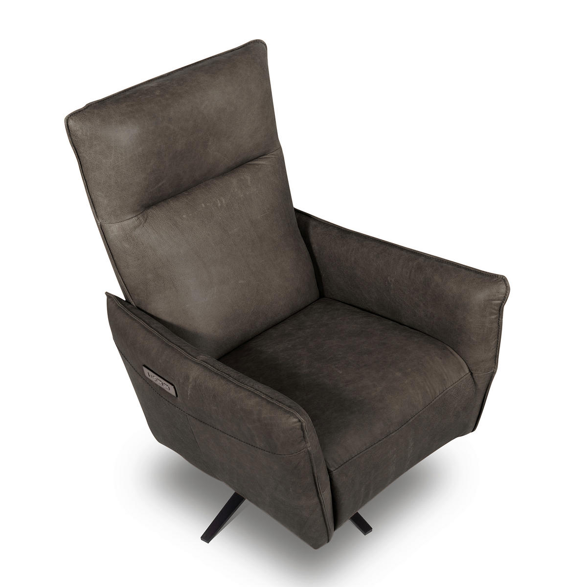 RELAXSESSEL Leder Fango  - Fango/Schwarz, Design, Leder/Metall (77/107/88cm) - Livetastic