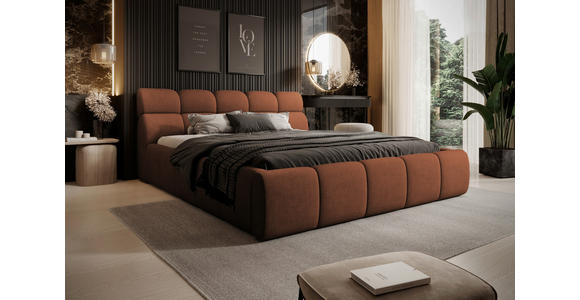 POLSTERBETT inkl. Bettkasten Lattenrost, Bettkasten Terracotta 140/200 cm  - Terracotta/Schwarz, Design, Holz/Kunststoff (140/200cm) - Esposa