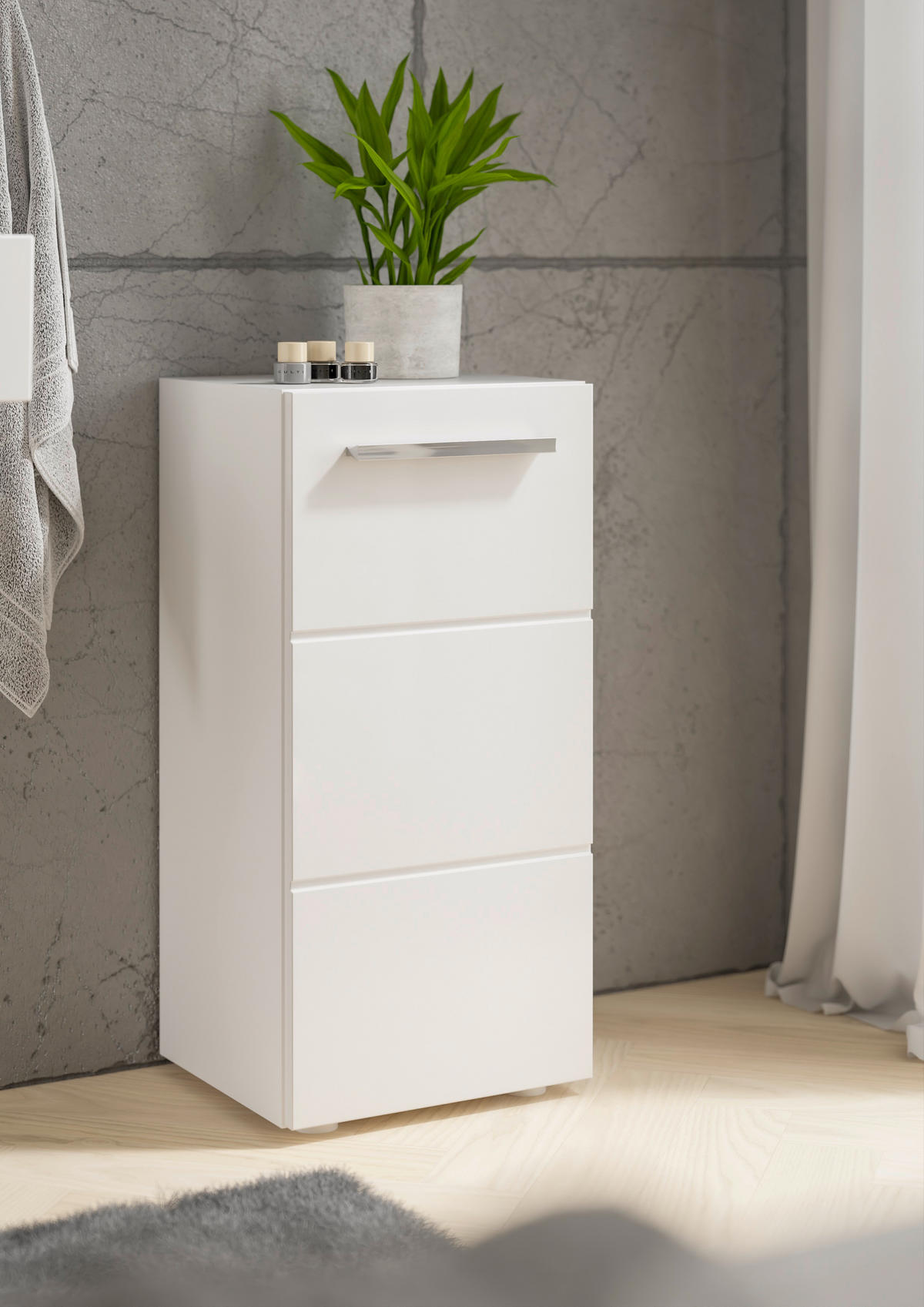 UNTERSCHRANK 34/72/31 cm   - Chromfarben/Weiß Hochglanz, MODERN, Holzwerkstoff/Kunststoff (34/72/31cm) - MID.YOU