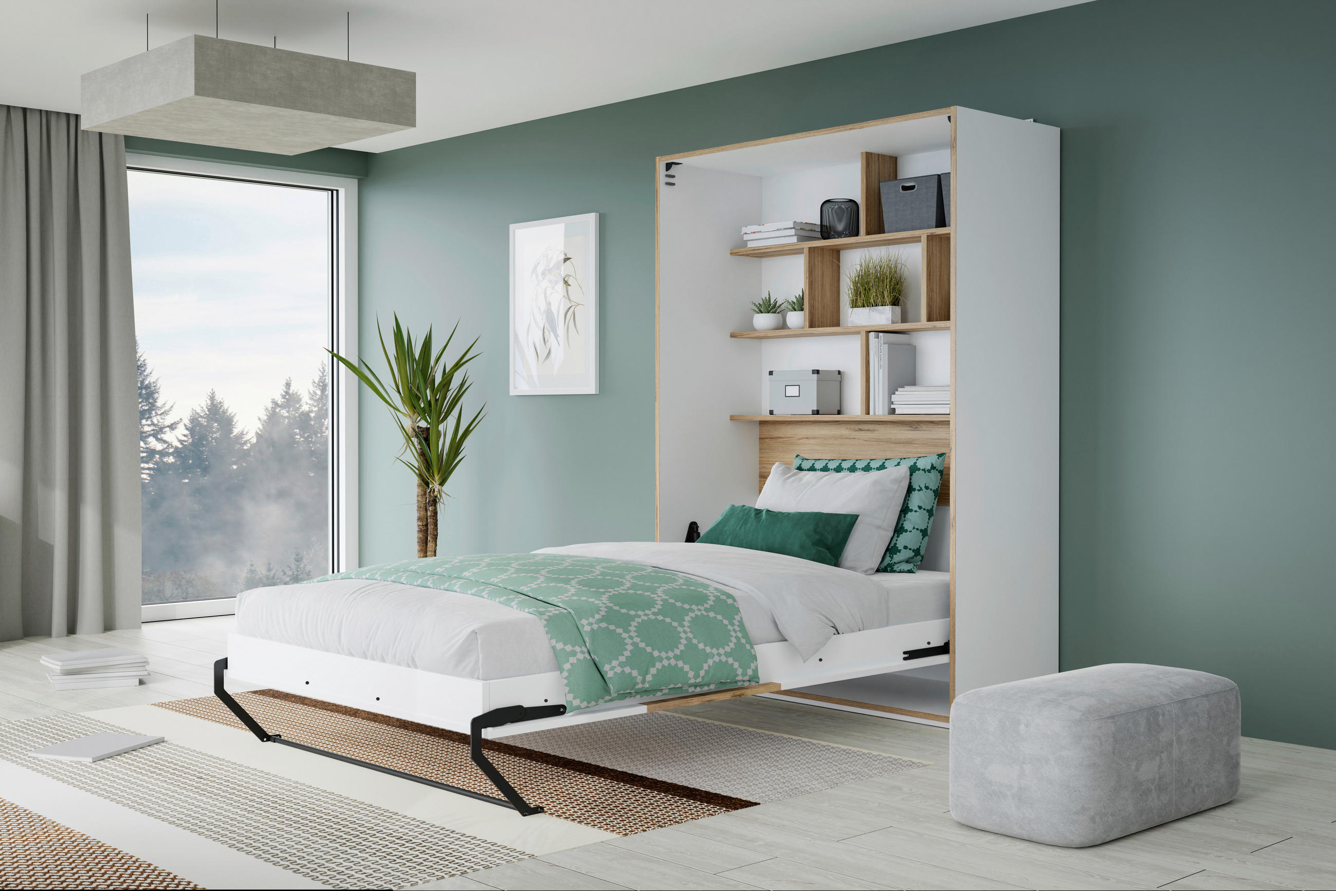 PAT PLIANT in material pe bază de lemn culoare lemn arin, alb  - alb/culoare lemn arin, Modern, material pe bază de lemn (120/200cm) - Novel