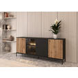 SIDEBOARD  205,8/81/38 cm 2 Schublade(n)  - Eiche Wotan/Schwarz, KONVENTIONELL, Glas/Holzwerkstoff (205,8/81/38cm) - Xora