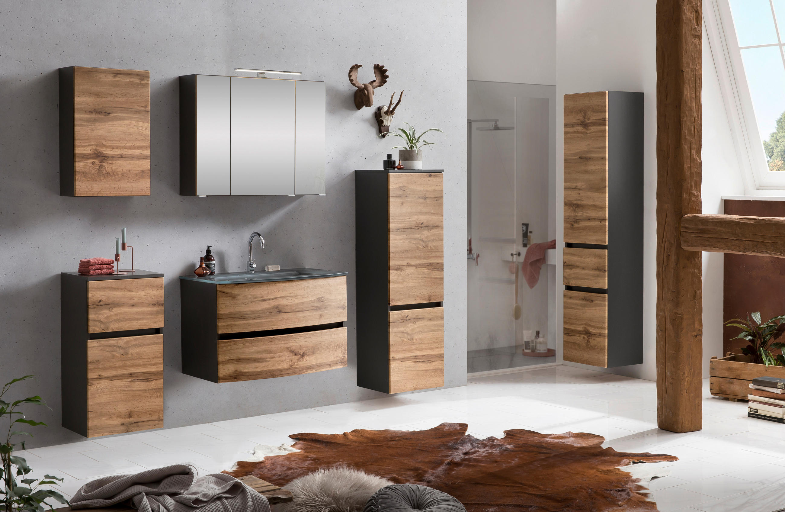 SPIEGELSCHRANK 80/64/20 cm  - Chromfarben/Graphitfarben, KONVENTIONELL, Glas/Holzwerkstoff (80/64/20cm) - Held