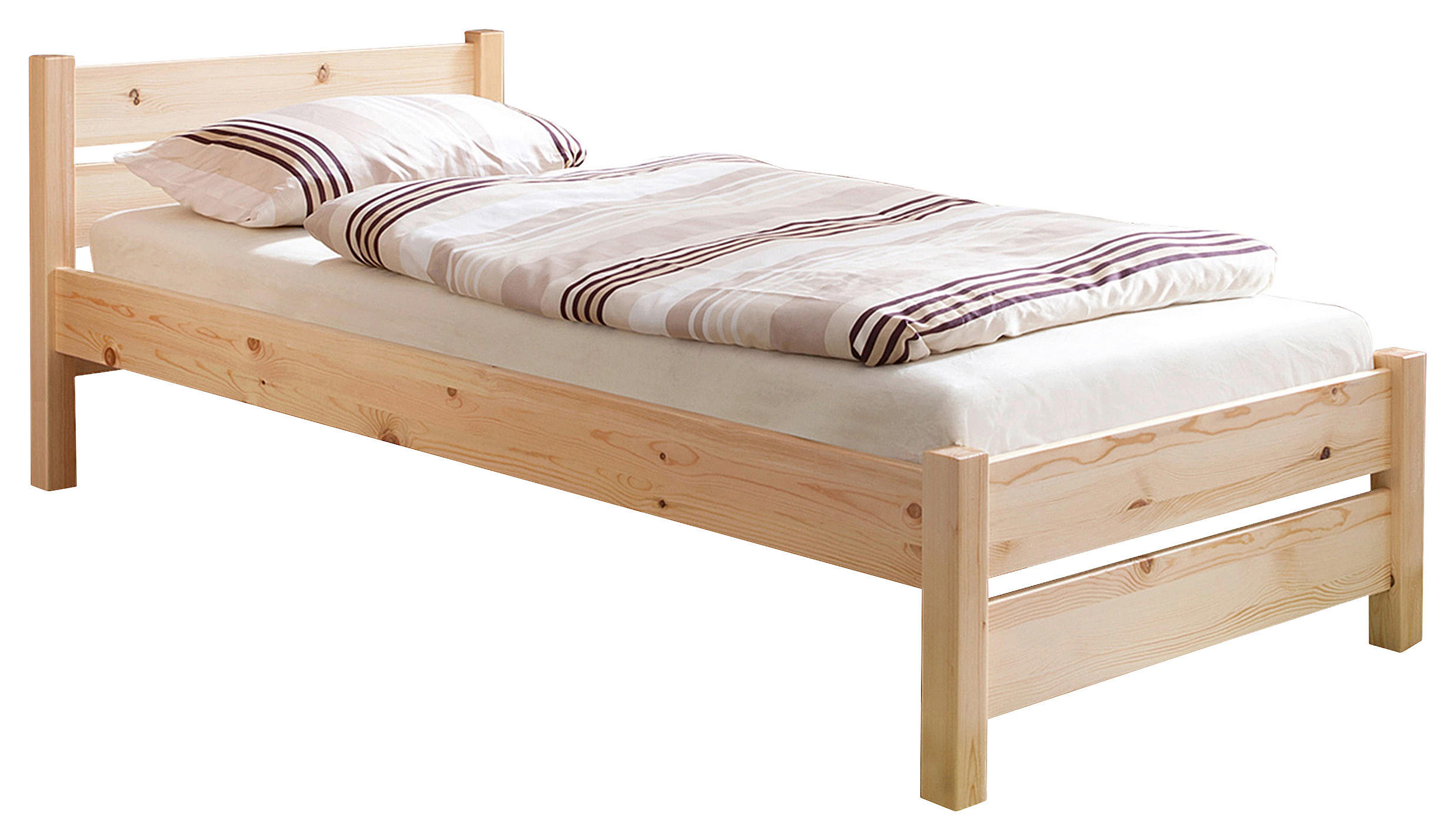 Bett Echtholz Massiv 90x200 Bora, Kiefer Natur