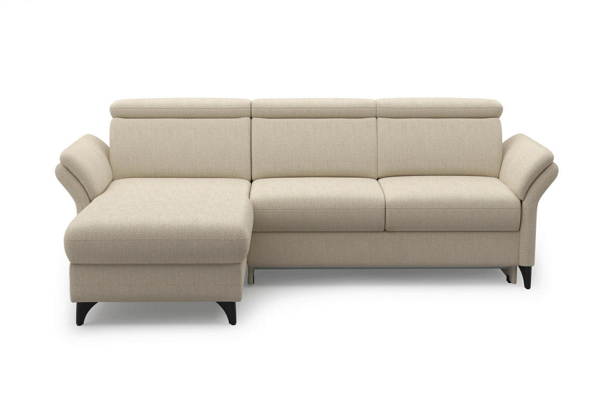 ECKSOFA GLENDALE E Sandfarben Chenille  - Sandfarben/Schwarz, KONVENTIONELL, Textil/Metall (166/253cm) - Sit & More
