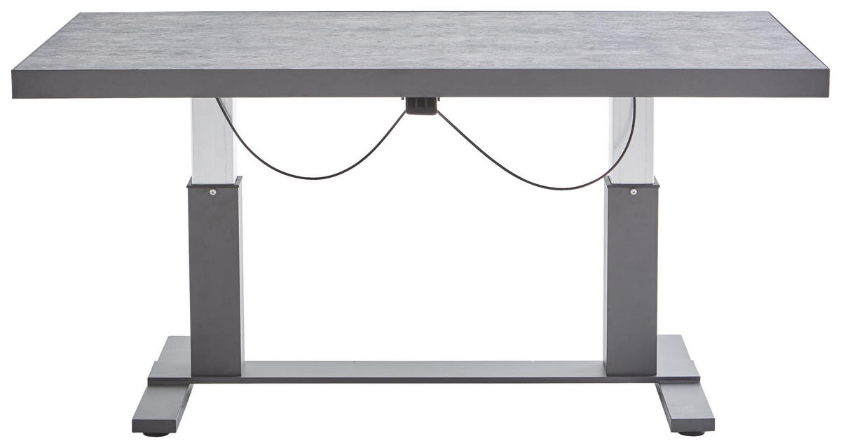 LOUNGE MIZA  - antracit/svetlo siva, Design, kovina/steklo (141/80/50-70cm) - Amatio