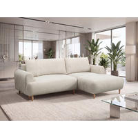 ECKSOFA VIRA Beige Struktur Rückenkissen, Bettkasten, Liegefläche im Originalstoff  - Beige/Naturfarben, Design, Holz/Textil (230/150cm) - MID.YOU