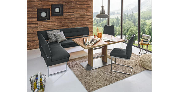 ECKBANK 158/200 cm in Grau, Edelstahlfarben - Edelstahlfarben/Grau, Design, Textil/Metall (158/200cm) - Dieter Knoll