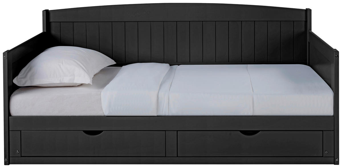 AUSZIEHBETT 90/200 cm Schwarz  - Schwarz/Naturfarben, Romantik / Landhaus, Holz/Kunststoff (90/200cm) - MID.YOU