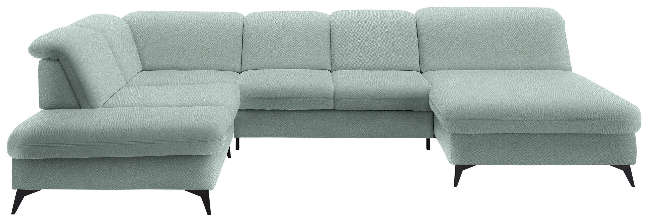 WOHNLANDSCHAFT  in Chenille Mintgrün  - Schwarz/Mintgrün, Design, Textil/Metall (255/369/198cm) - Beldomo Style