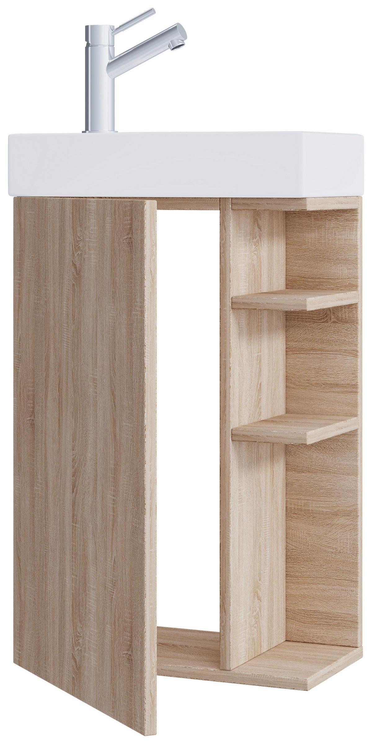 WASCHTISCHKOMBI 40 cm  - Weiß/Sonoma Eiche, MODERN, Keramik/Holzwerkstoff (40cm) - MID.YOU