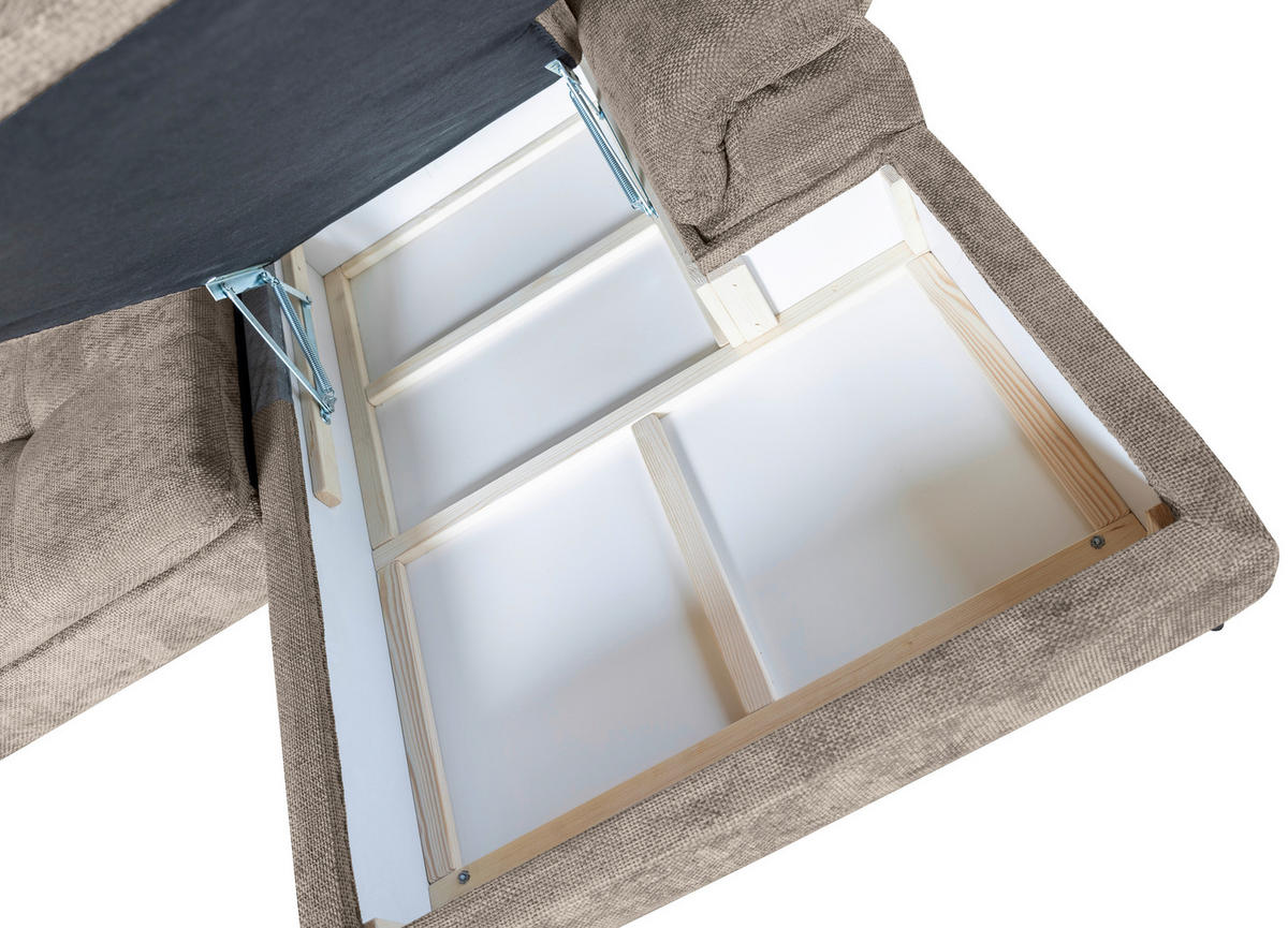 WOHNLANDSCHAFT Beige Struktur  - Beige/Schwarz, KONVENTIONELL, Textil/Metall (253/357/188cm) - Carryhome