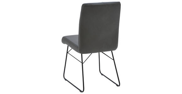 STUHL  in Stahl Echtleder pigmentiert Metall, Leder, Holzwerkstoff  - Anthrazit/Schwarz, Design, Leder/Holzwerkstoff (47/90/61cm) - Dieter Knoll