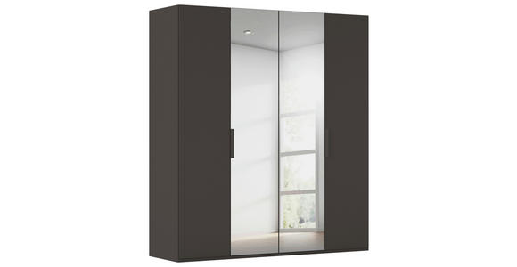 DREHTÜRENSCHRANK 201/223/61 cm,  in Graphitfarben, 4-türig  - Graphitfarben, Basics, Glas/Holzwerkstoff (201/223/61cm) - Novel