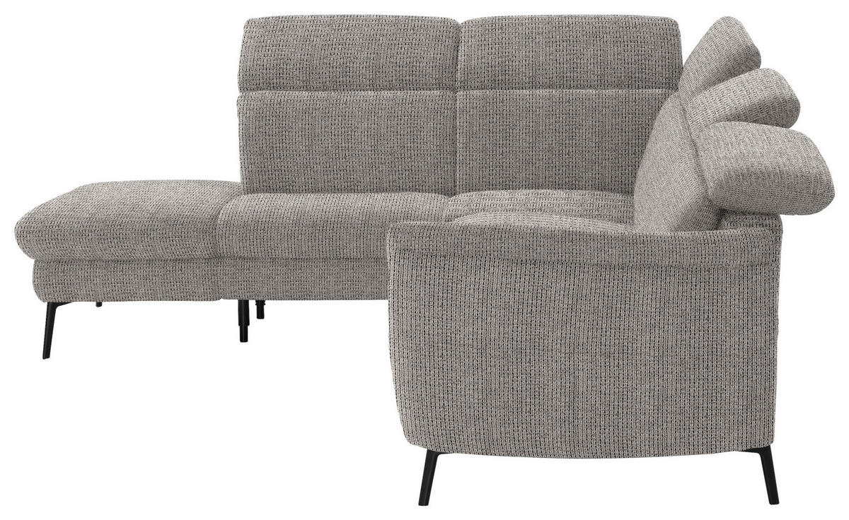 ECKSOFA in Struktur Hellgrau  - Hellgrau/Schwarz, Modern, Textil/Metall (235/275cm) - Cantus