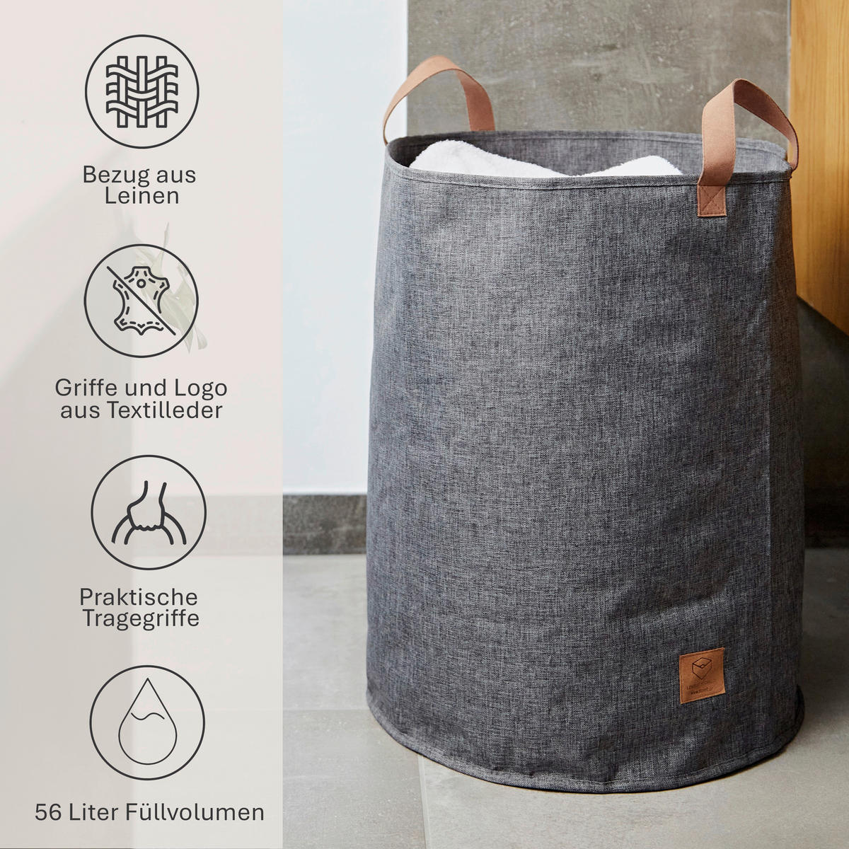 WÄSCHEKORB - Grau, Basics, Textil (40/40/45cm) - Store It