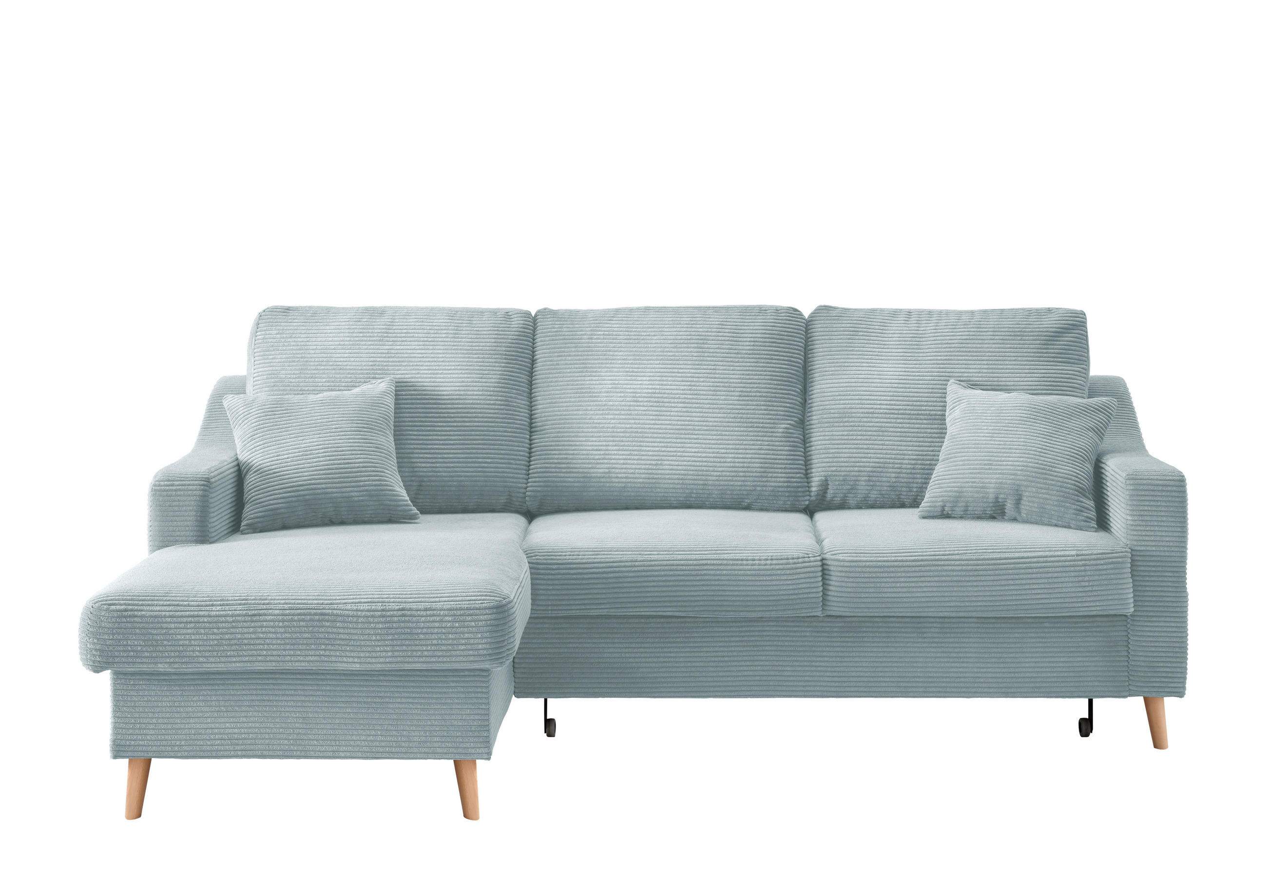 ECKSOFA in Cord Hellblau  - Naturfarben/Hellblau, Design, Holz/Textil (150/228cm) - P & B