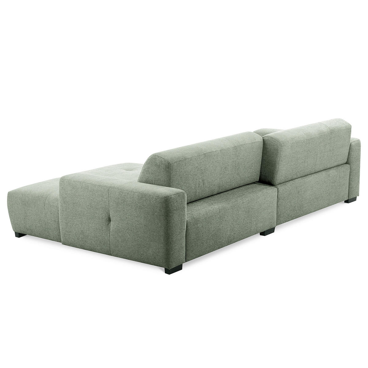 ECKSOFA AUSTIN Salbeigrün Flachgewebe Sitztiefenverstellung  - Salbeigrün/Schwarz, Design, Kunststoff/Textil (286/169cm) - Livetastic
