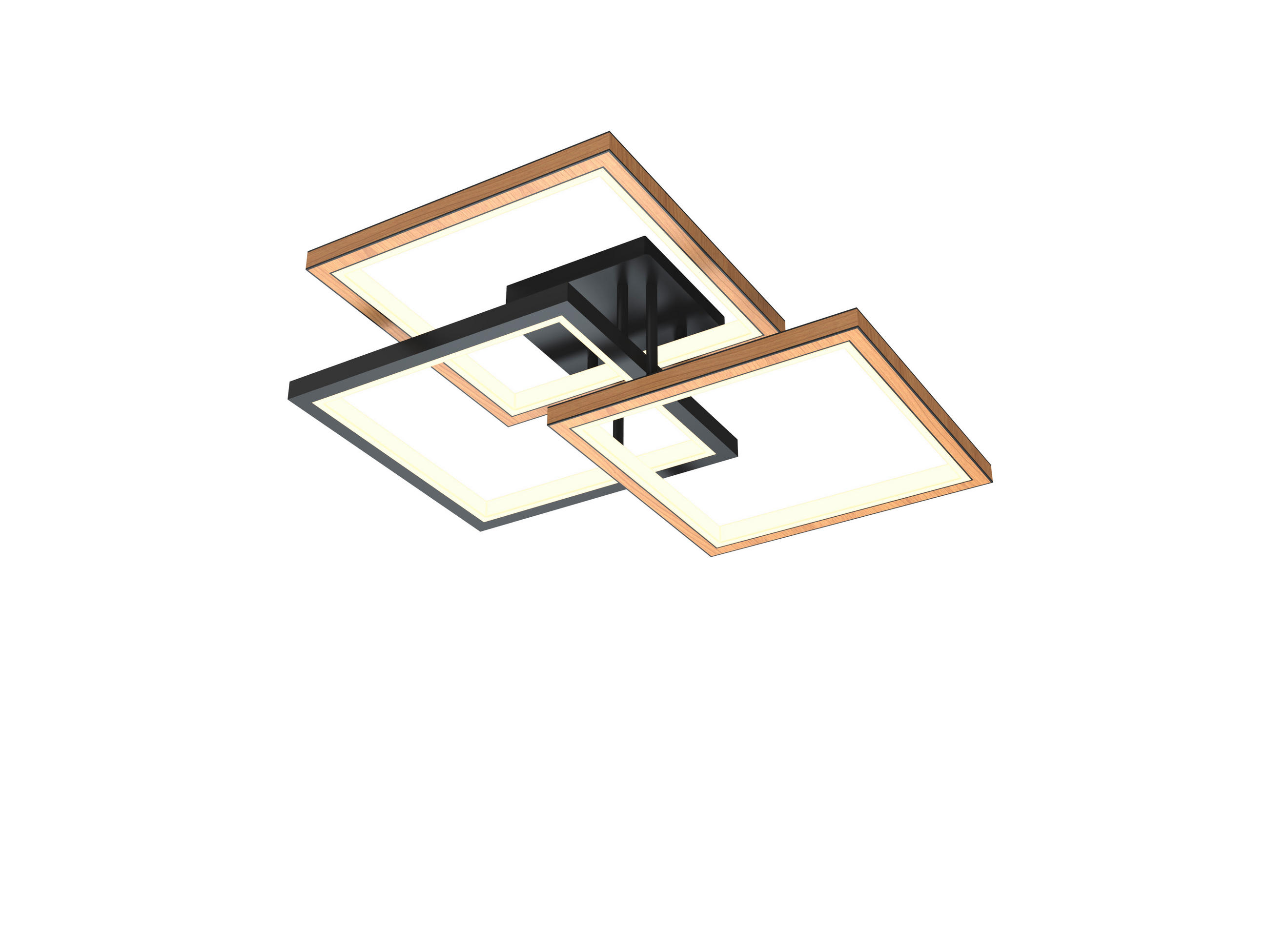 LED-DECKENLEUCHTE 57/57/16 cm   - Buchefarben/Schwarz, Natur, Holz/Metall (57/57/16cm)