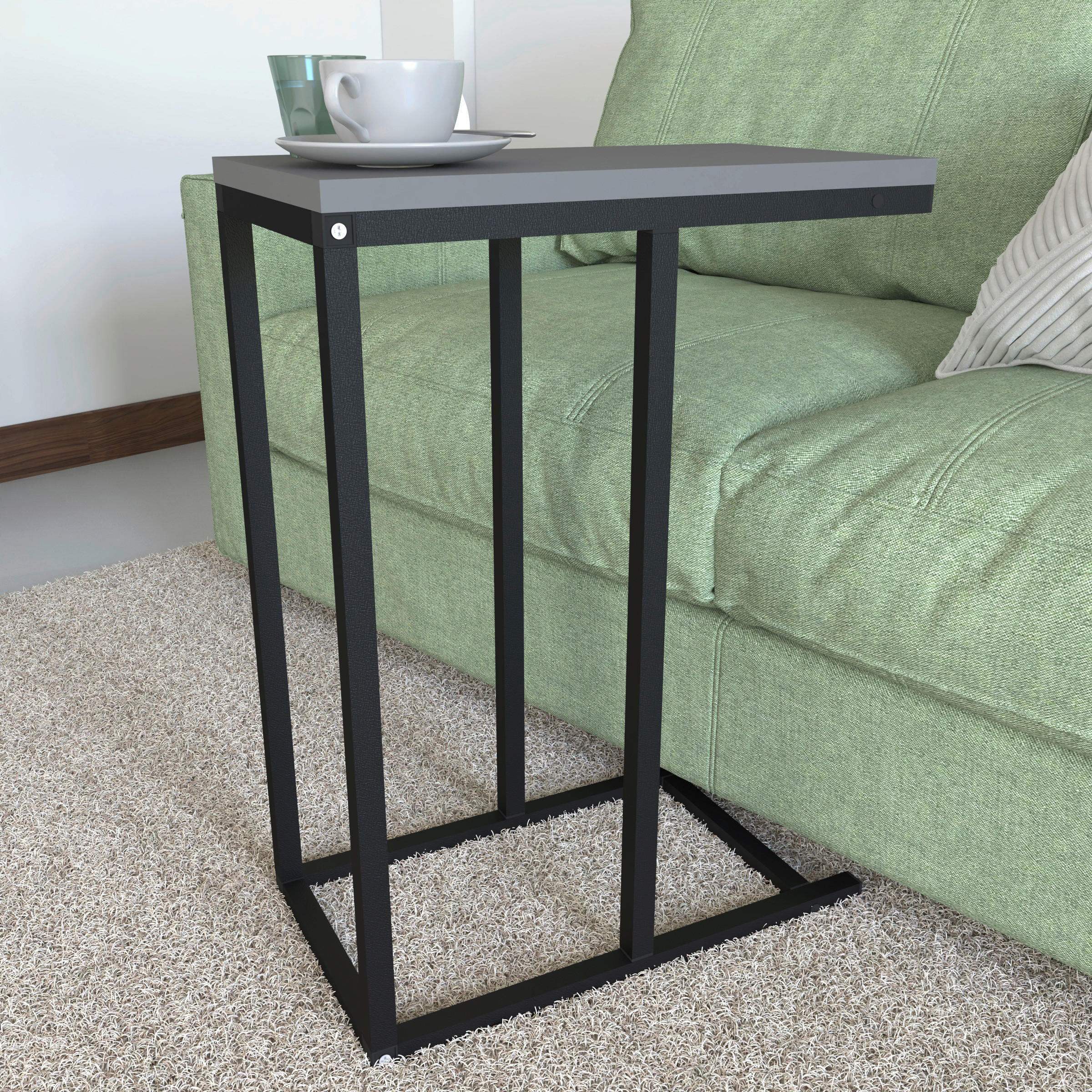 BEISTELLTISCH 46/26/63 cm Anthrazit, Schwarz rechteckig  - Anthrazit/Schwarz, Design, Holzwerkstoff/Metall (46/26/63cm) - MID.YOU