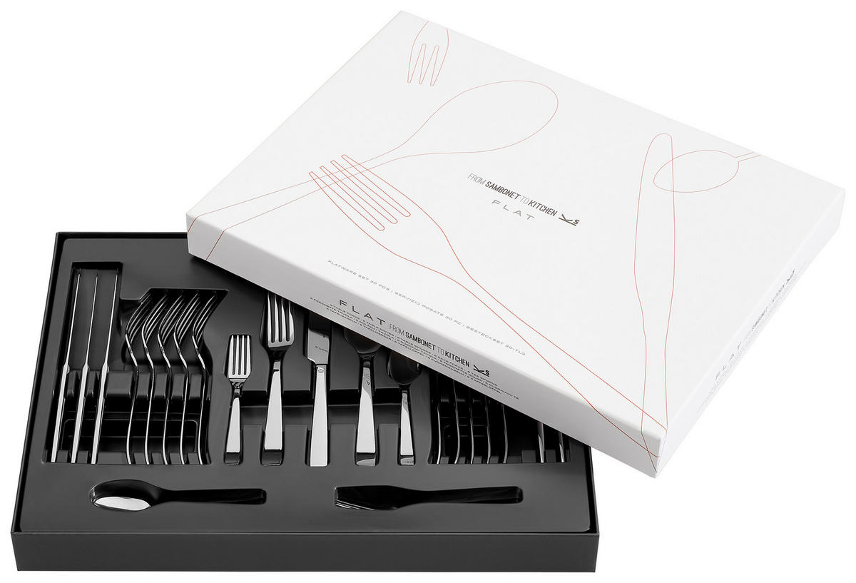 SAMBONET BESTECK FLAT 30-teilig Edelstahl  - Basics, Metall - Sambonet