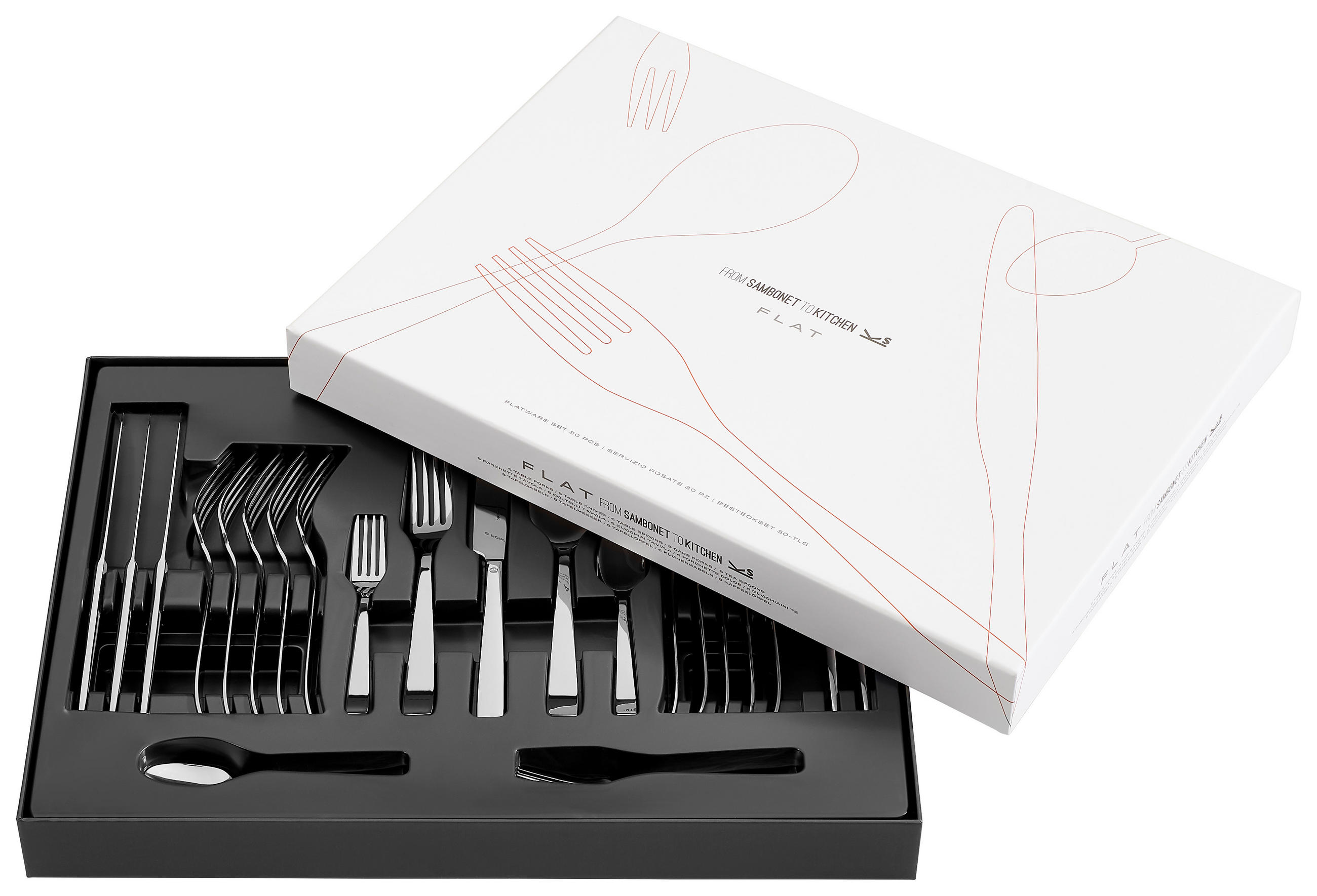 Thumbnail - Sambonet Sambonet Flat, Metall, 30-teilig, ISO 9001, DIN EN ISO 14001, DIN EN ISO 50001, rostfrei, Essen & Trinken, Best...