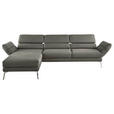 ECKSOFA Graphitfarben Mikrofaser  - Chromfarben/Graphitfarben, Design, Textil/Metall (176-217/279-327cm) - Dieter Knoll