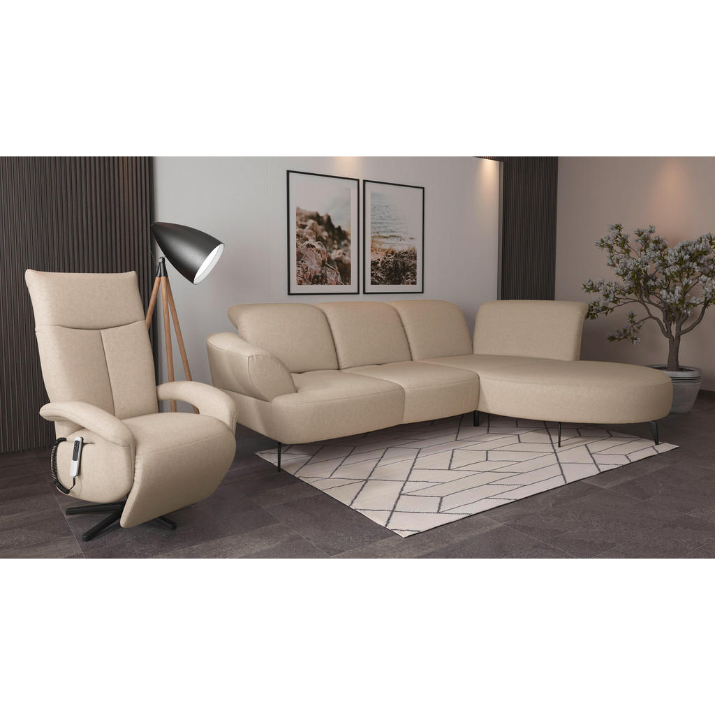 Thumbnail - Sit & More Ecksofa Dance E, Creme, Textil, 5-Sitzer, Ottomane rechts, L-Form, 313x208 cm, Goldenes M, Oeko-Tex® Standard...