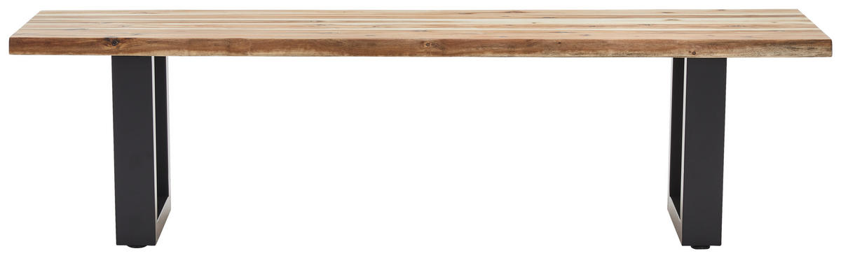 BANCĂ - negru/culoare lemn acacia, Basics, lemn/metal (160/45/40cm) - MID.YOU