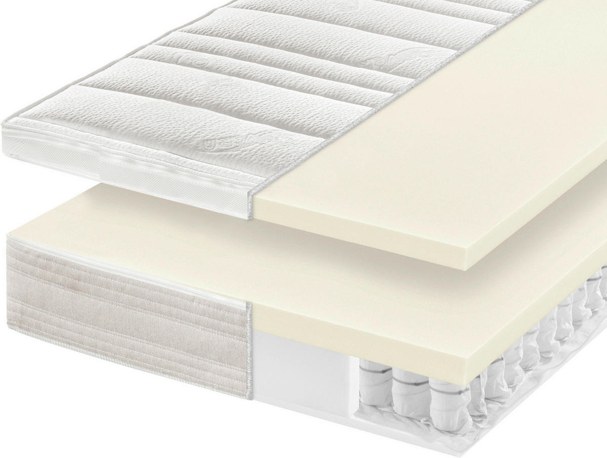 LATEXMATRATZE 90/190 cm, Höhe ca.: 24 cm, H3 = fest, 7-Zonen - Weiß, Basics, Textil (90/190cm) - Sleeptex