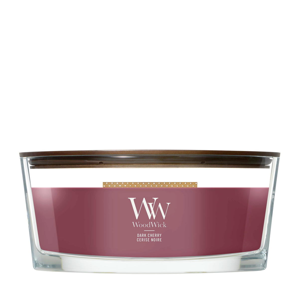 MIRISNA SVEĆA  tamnocrvena  - tamnocrvena, Osnovno, staklo/drvo (12/9/19cm) - WoodWick