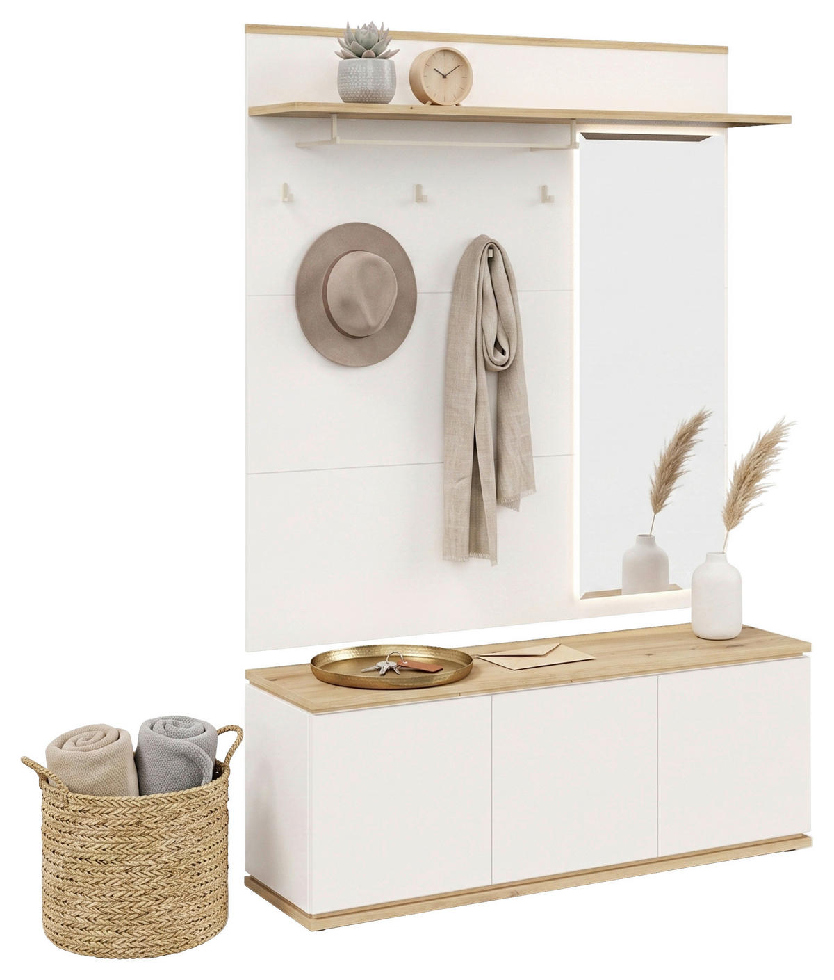 GARDEROBE  in 137,2/200/38 cm  - Weiß/Eiche Artisan, KONVENTIONELL, Holzwerkstoff (137,2/200/38cm) - Xora