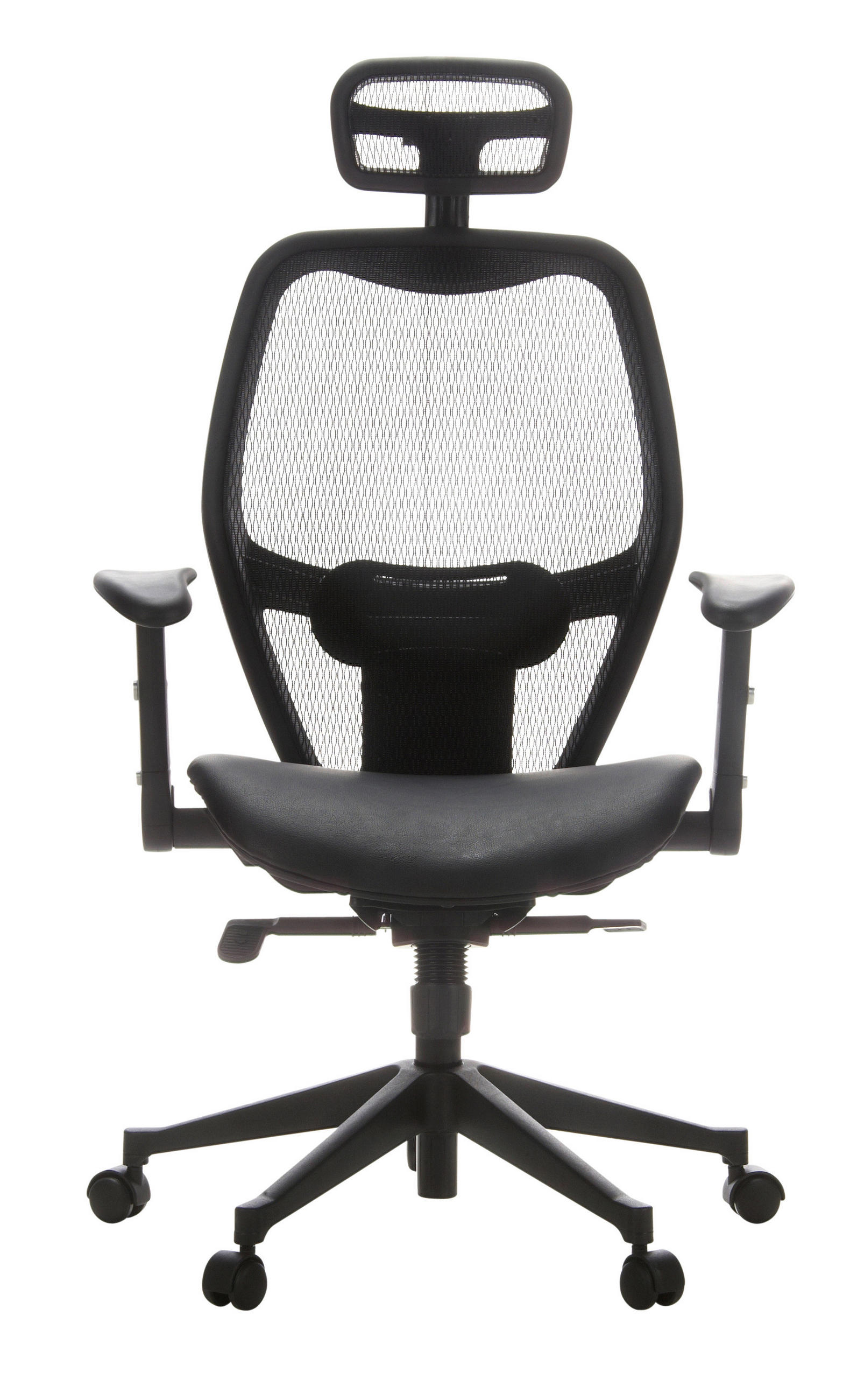 DREHSTUHL Netzbespannung Schwarz  - Schwarz, Basics, Leder/Kunststoff (59/117/48cm) - MID.YOU