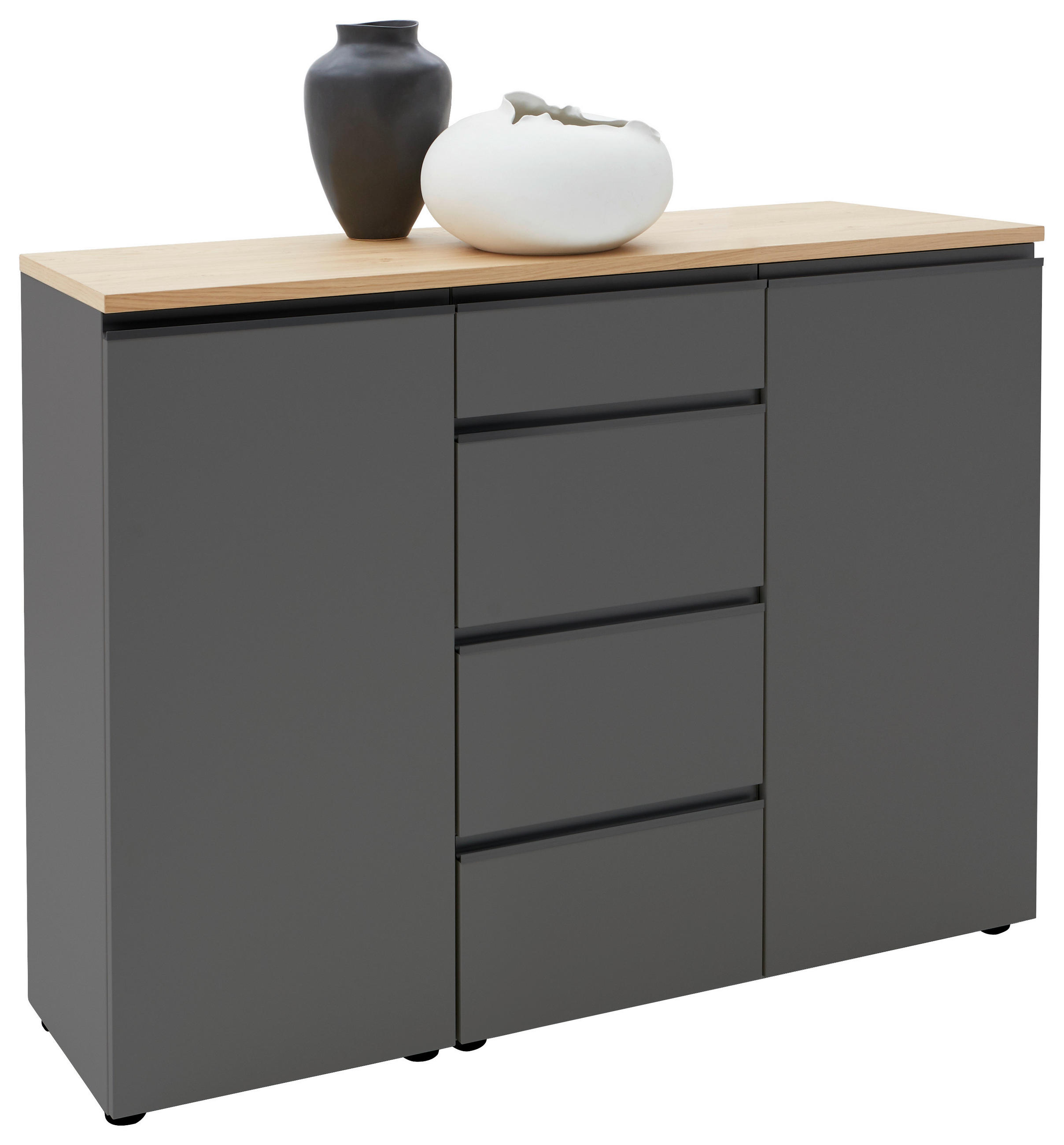 SIDEBOARD in 135/102/41 cm - Eichefarben/Schwarz, Design, Holz/Holzwerkstoff (135/102/41cm) - Dieter Knoll
