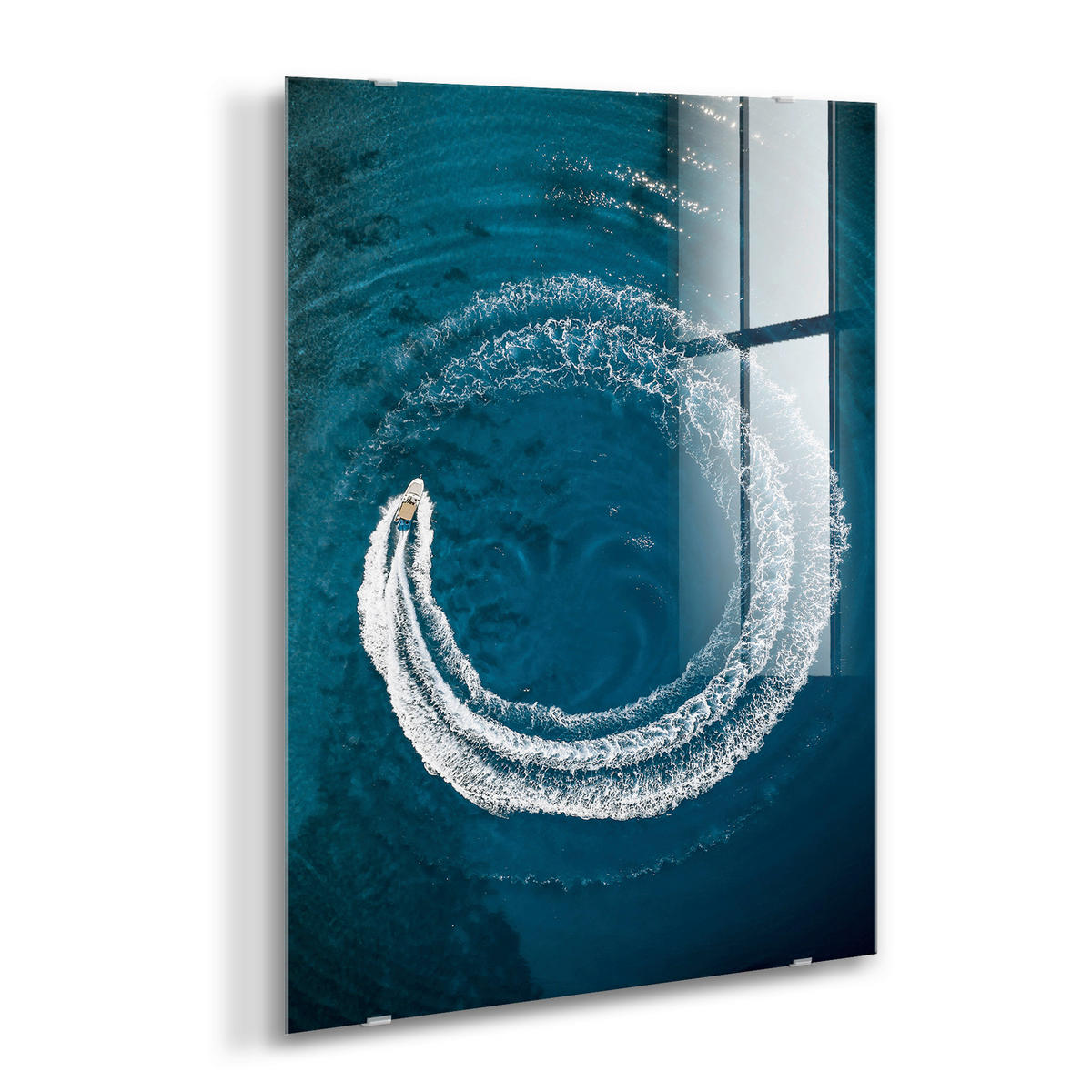 GLASBILD Abstraktes, Strand & Meer 120/80 cm  - Blau/Weiß, Basics, Glas/Papier (120/80cm)