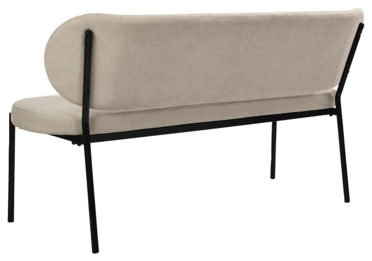 SITZBANK in Metall, Textil Schwarz, Taupe  - Taupe/Schwarz, Design, Textil/Metall (160/82/62cm) - MID.YOU