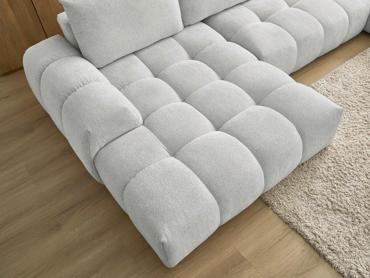 ECKSCHLAFSOFA EVEREST  mit Rücken echt, Armteil links, Armteil rechts Flachgewebe Hellgrau  - Hellgrau/Schwarz, MODERN, Kunststoff/Textil (198/423/212cm)