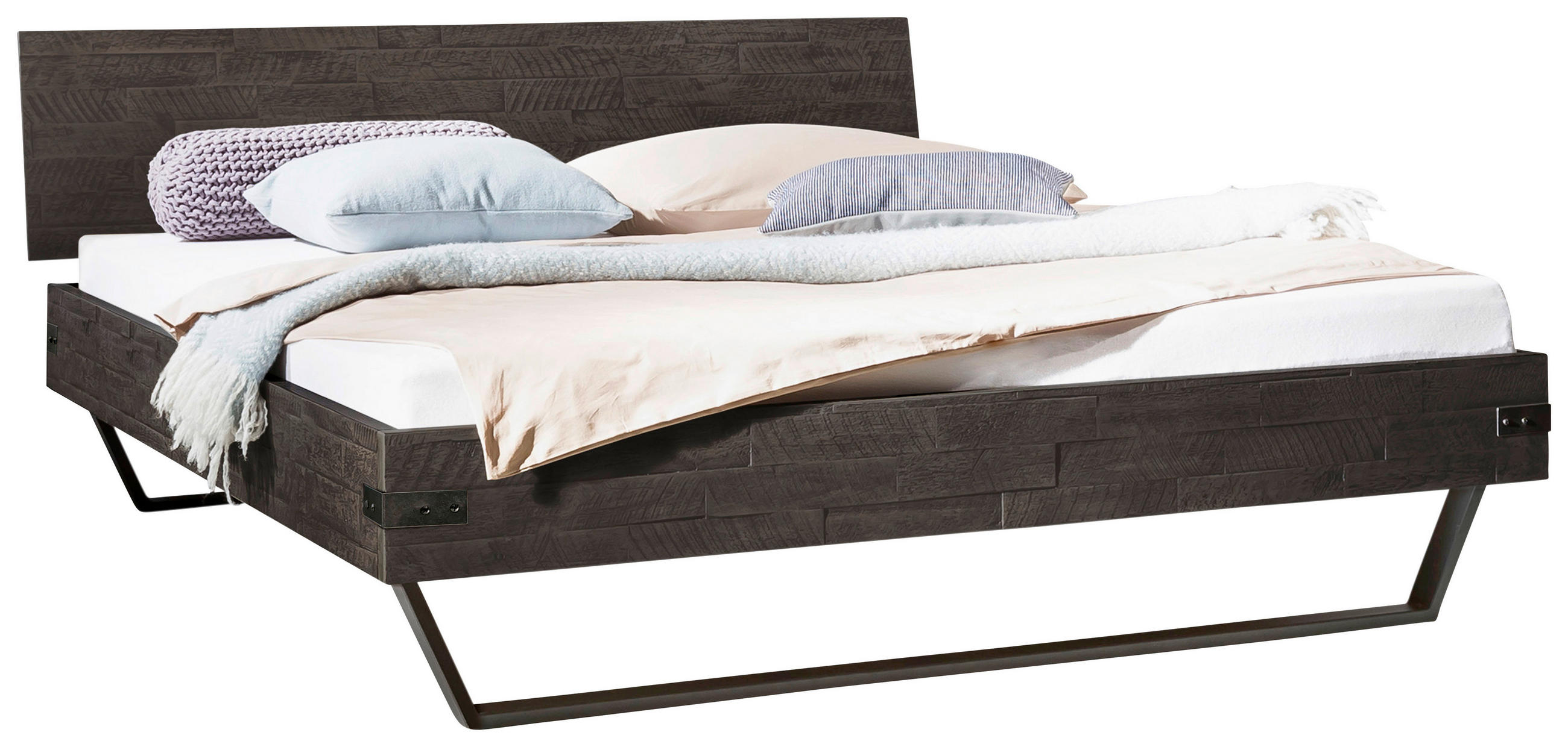 BETT 160/200 cm,  in Anthrazit, Grau, Akaziefarben,  - Anthrazit/Grau, Design, Holz/Metall (160/200cm) - Hasena