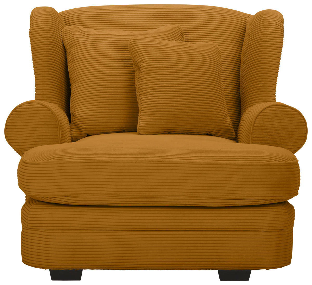 XXL KRESLO, textil, tmavožltá - tmavohnedá/tmavožltá, Design, drevo/textil (121/100/140cm) - Ambia Home