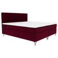 BOXSPRINGBETT 140/200 cm  in Weinrot  - Chromfarben/Weinrot, KONVENTIONELL, Textil/Metall (140/200cm) - Carryhome