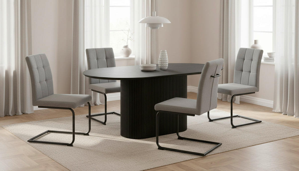ESSTISCH Echtholz, Nachbildung  Holz, Holzwerkstoff rechteckig Schwarz  - Schwarz, LIFESTYLE, Holz/Holzwerkstoff (160/75/90cm) - MID.YOU