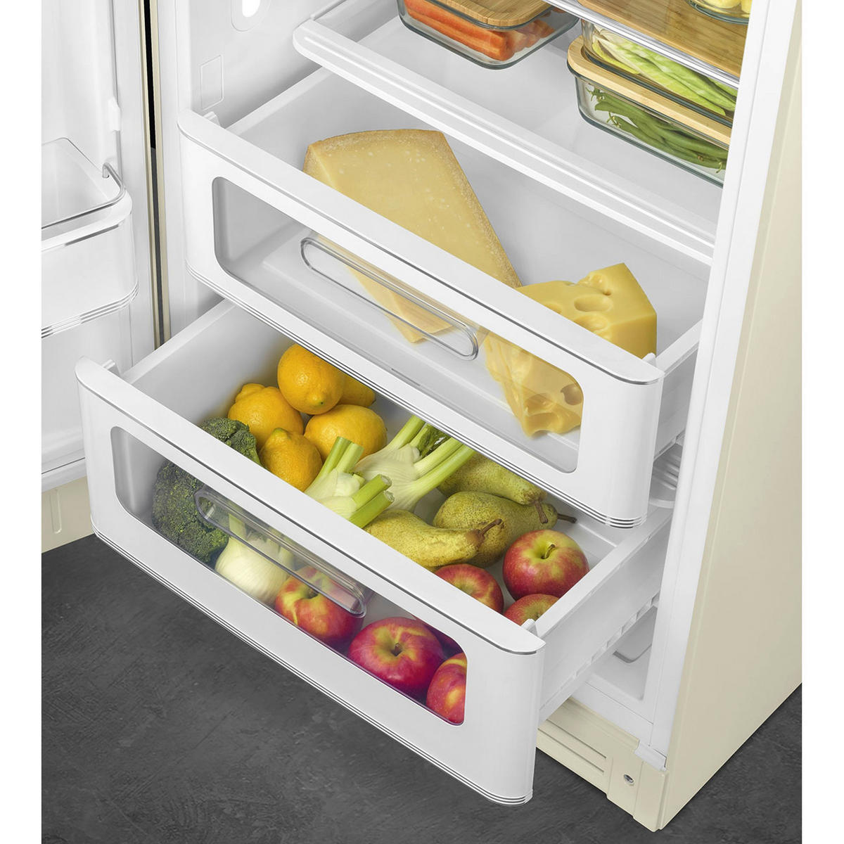 KÜHLSCHRANK 60/150/72,8 cm FAB28LCR6  - Creme, Basics, Glas/Metall (60/150/72,8cm) - SMEG