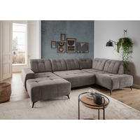 WOHNLANDSCHAFT SANO Graubraun Chenille  - Graubraun/Schwarz, MODERN, Textil/Metall (200/337/180cm) - Livetastic