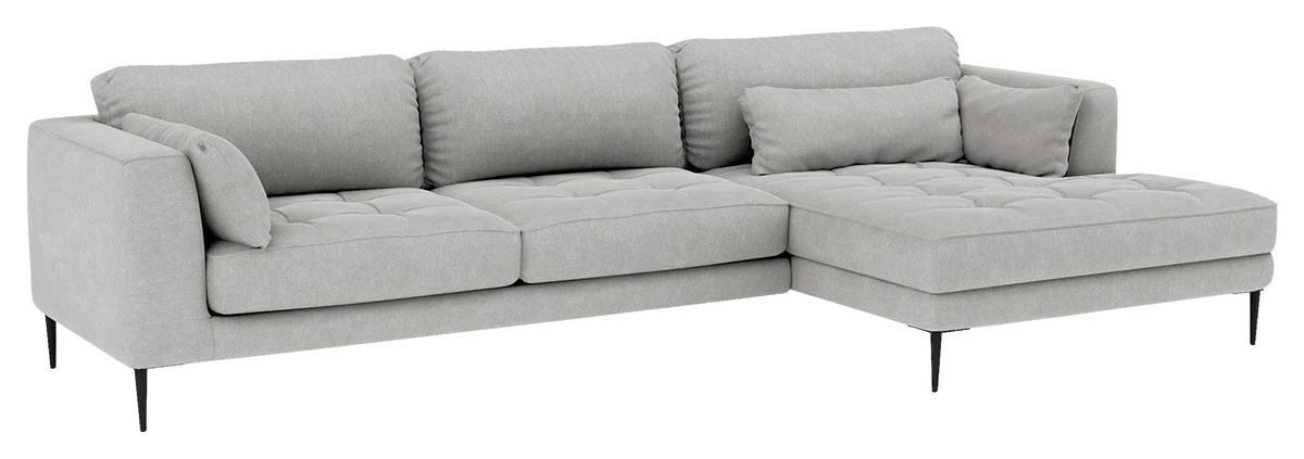 ECKSOFA in Struktur Grau  - Schwarz/Grau, Design, Textil/Metall (275/168cm) - Trendmanufaktur