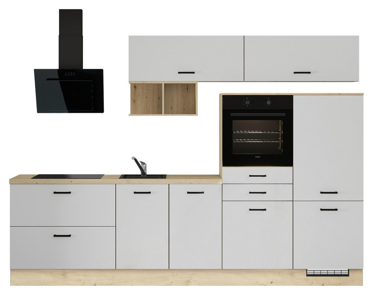 KÜCHENLEERBLOCK 300 cm   in Weiss  - Weiss/Eichefarben, Design, Holzwerkstoff/Metall (300cm) - Impuls