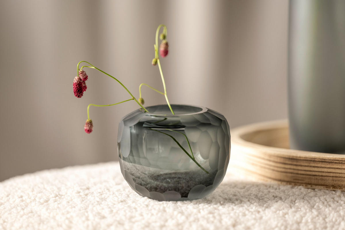 VASE  - Grau, Design, Glas (11,00/9,00/11,00cm) - Leonardo