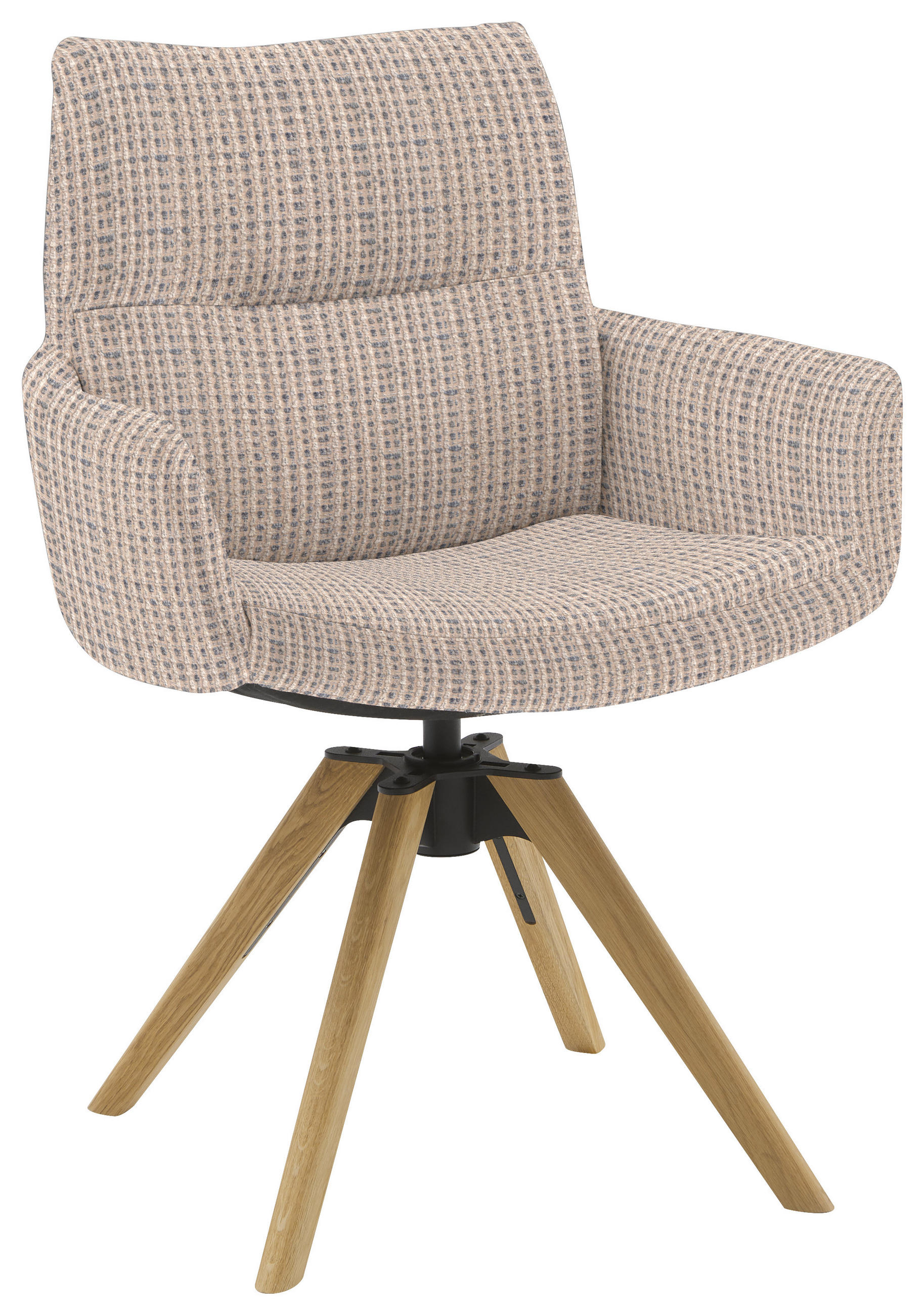 ARMLEHNSTUHL  Sitzfläche 360° drehbar, mit Griff Flachgewebe  Hellgrau  - Eichefarben/Hellgrau, Design, Holz/Textil (62/90/68cm) - Valnatura