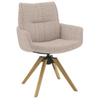 ARMLEHNSTUHL  Sitzfläche 360° drehbar, mit Griff Flachgewebe  Hellgrau  - Eichefarben/Hellgrau, Design, Holz/Textil (62/90/68cm) - Valnatura