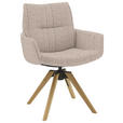 ARMLEHNSTUHL  Sitzfläche 360° drehbar, mit Griff Flachgewebe  Hellgrau  - Eichefarben/Hellgrau, Design, Holz/Textil (62/90/68cm) - Valnatura