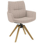 ARMLEHNSTUHL  Sitzfläche 360° drehbar, mit Griff Flachgewebe  Hellgrau  - Eichefarben/Hellgrau, Design, Holz/Textil (62/90/68cm) - Valnatura
