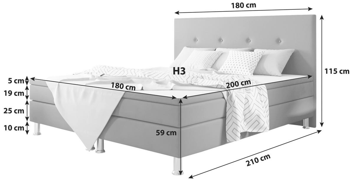 BOXSPRINGBETT  in Schwarz  - Silberfarben/Schwarz, KONVENTIONELL, Textil/Metall (180/115/210cm) - MID.YOU